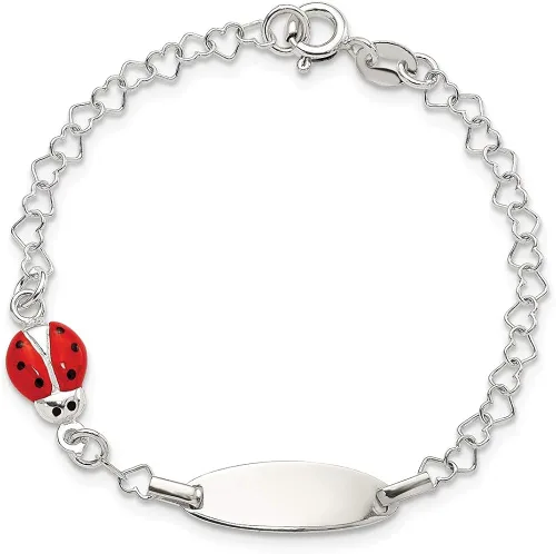 Miniatura 3 de Pulsera de plata de ley 925 con esmalte para señora Bug bebé grabable identificación etiqueta de 60in
