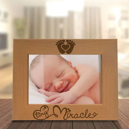 Miniatura 6 de KATE POSH - Marco de fotos de madera natural grabado Tiny Miracle para bebé, nuevo papá y mamá, regalo de padres, ultrasonido, ecografía, anuncio