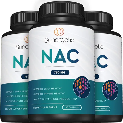 Miniatura 8 de Sunergetic Suplemento NAC premium N-acetil cisteína – 750 mg por cápsula – Apoya el hígado, la desintoxicación inmune, celular y respiratoria – 90 N