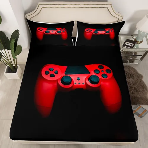 Miniatura 17 de Sábanas de cama con estampado de patas de perro para niños, sábana bajera ajustable de huesos coloridos para los amantes de los perros