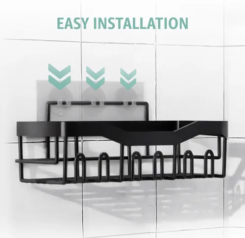 Miniatura 5 de GD - Organizador adhesivo para ducha, paquete de 5, estantes organizadores de baño de acero inoxidable sin taladrar con gran capacidad, estantes