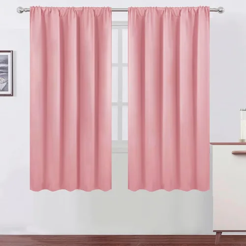 Miniatura 125 de LEMOMO Cortinas opacas negras para cocina, 42 x 45 pulgadas, juego de 2 paneles de cortinas opacas con bolsillo para cortinero para ventana pequeña