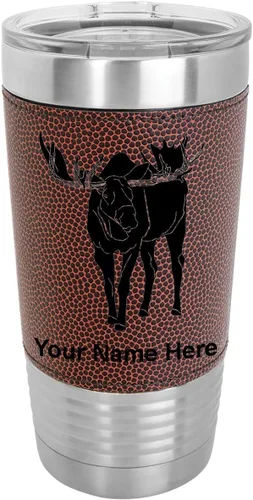 Miniatura 13 de LaserGram Vaso aislado al vacío de 20 onzas, alce, grabado personalizado incluido (piel sintética, estilo béisbol)
