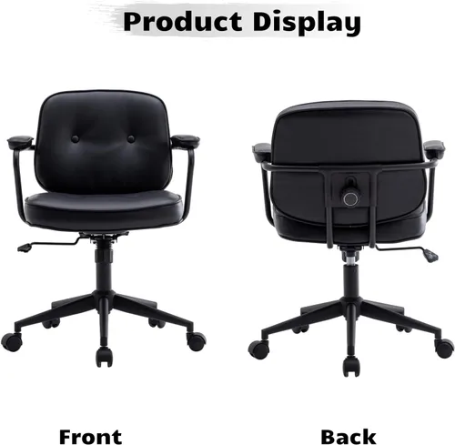 Miniatura 7 de HEAH-YO Juego de 1 sillas de escritorio modernas sin brazos, silla giratoria para computadora con ruedas y reposabrazos, silla de oficina ajustable