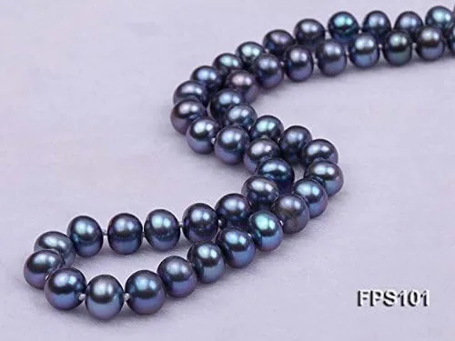Miniatura 4 de JYX - Juego de collar de perlas cultivadas de agua dulce azul de 7 a 0.315 in, Perla, Perla