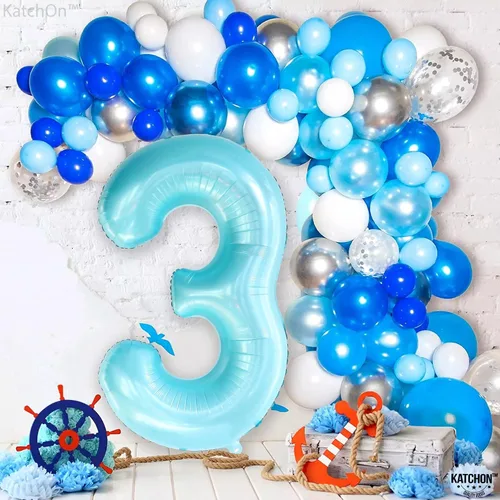 Miniatura 193 de KatchOn, Globo grande azul número 2 de 40 pulgadas Decoraciones de cumpleaños de Baby Shark para niño de 2 años Globo azul número 2 Globo