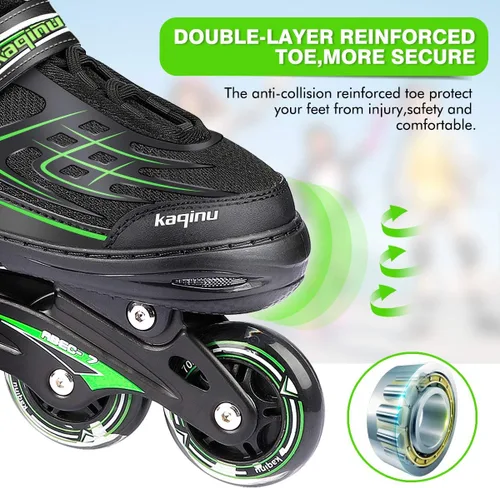 Miniatura 5 de Patines en línea ajustables, patines en línea para exterior con ruedas completamente iluminadas para niños y adultos, mujeres, niñas y niños B-verde