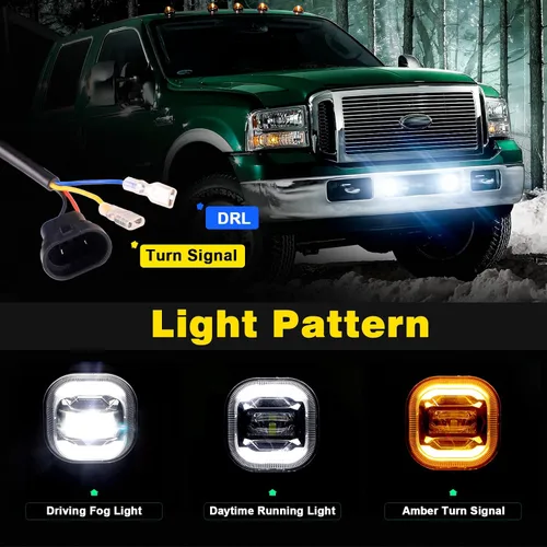 Miniatura 2 de REALOVE Kit de Luz de Niebla LED para FORD F250 F350 F450 F550 Super Duty 2005 2006 2007, Faro de Conducción con DRL y Señal de Giro, 1 Par