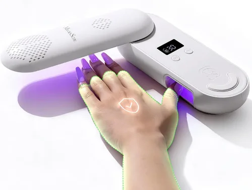 MelodySusie Lámpara UV de Uñas Compacta Inalámbrica, P-PLUS20F con Panel Giratorio Innovador y Diseño de Protección UV, la Luz UV Recargable Cura