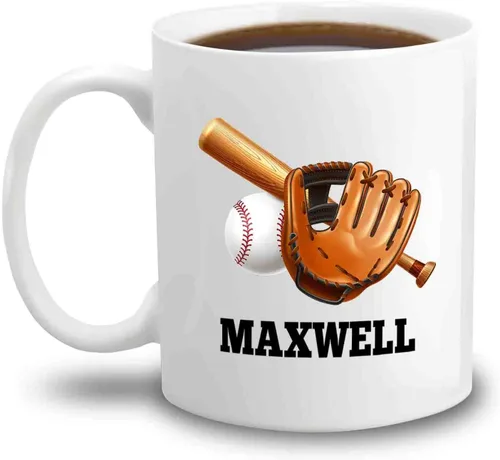 Taza de café blanca de béisbol personalizada de 11 y 15 onzas, regalo para hombres, mujeres, entrenadores de equipo, niños, amantes del béisbol,