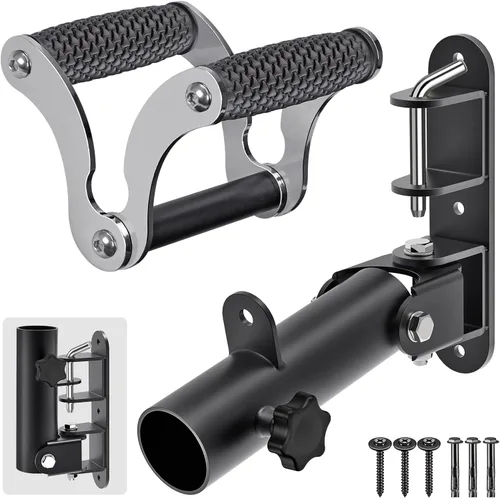 Miniatura 8 de Kipika Accesorio Landmine de Montaje en Pared para Barra Estándar de 1" y Barras Olímpicas de 2" - Plataforma de Remo con Barra en T de Servicio