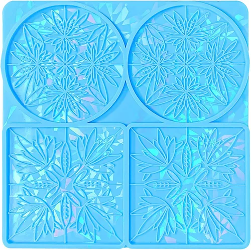 Miniatura 6 de Posavasos de silicona, molde de silicona de resina láser holográfica, molde de silicona de flores, resina epoxi cuadrada y redonda