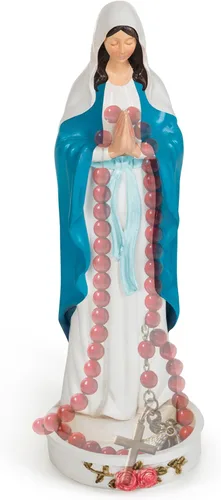 Miniatura 8 de Estatua de soporte para rosario de Virgen María, 8 pulgadas, decoración católica de Madonna Blessed Mother Mary, regalo de rosario para mujeres