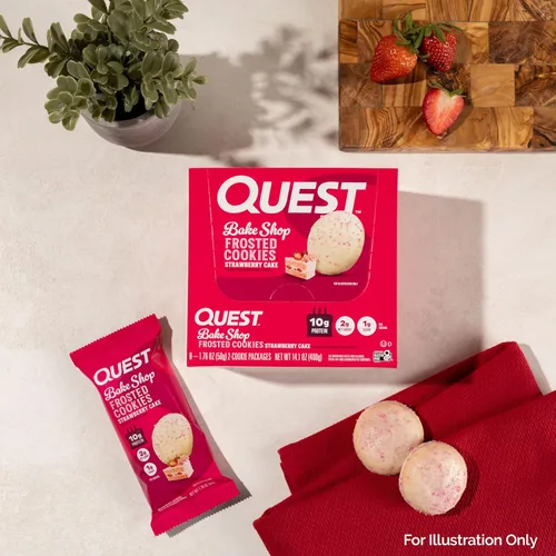 Miniatura 6 de Quest Nutrition Galletas Glaseadas Paquete Doble, Pastel de Fresa, 1g Azúcar, 10g Proteína, 2g Carbohidratos Netos, Sin Gluten, 16 Galletas