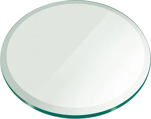 Fab Glass - Mesa redonda de cristal de 48 in, grosor de 3/4 in, cristal pulido plano templado, Vidrio, Transparente