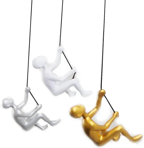 Miniatura 12 de Climbing Man Wall Art Para decoración del hogar con cuerda de cuero de 30 pulgadas Estatuas y esculturas de poliresina con accesorios para colgar