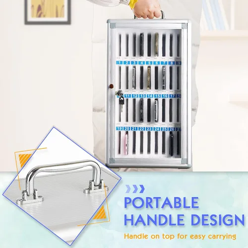 Miniatura 6 de Gabinete de almacenamiento para teléfonos celulares con 36 ranuras, de aleación de aluminio, para montaje en la pared con cerradura, se puede llevar