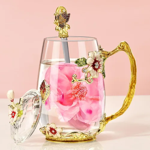 Regalos de cumpleaños para mujeres de Wisolt, regalos del día de la madre para mamá, taza de té de vidrio esmaltado, regalos para su mamá, abuela,
