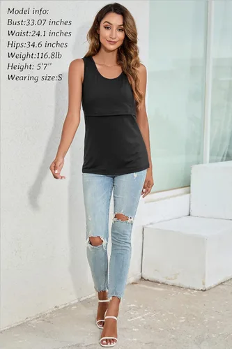 Miniatura 3 de Sosolism Rayon Nursing Tank Top for Breastfeeding Sleeveless Maternity Vest Pregnancy Clothes Maternity 3 Pack