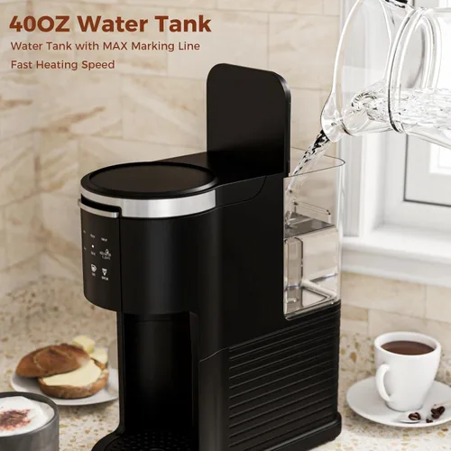 Miniatura 7 de Electactic Cafetera de una sola porción, cafetera 2 en 1 para K-Cup y café molido, tamaños de preparación de 6 a 14 onzas, cafeteras en cápsulas