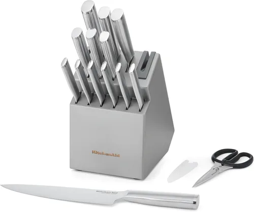 Miniatura 6 de KitchenAid Juego de Cuchillos Gourmet con Bloque y Afilador Integrado, 15 Piezas, Acero Inoxidable