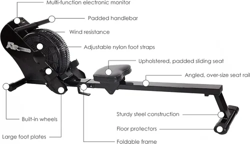 Miniatura 7 de Stamina ATS Máquina de remo de aire con aplicación de entrenamiento inteligente, máquina de remo plegable con resistencia dinámica al aire