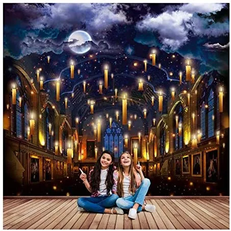 Salón con velas, castillo del mago - Mural extraíble, papel tapiz para despegar y pegar, calcomanía para guardería, personalización gratuita. (papel