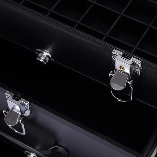 Miniatura 6 de Estuche de maquillaje con ruedas para cosméticos, carrito grande para cosméticos con cerraduras, organizador de almacenamiento de cosméticos, Negro