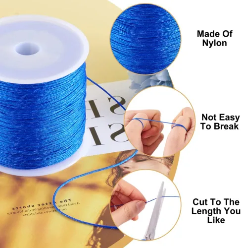 Miniatura 3 de Cheris - Cuerda de nailon para abalorios de nailon de 0.031 in, color azul, hilo de macramé, para hacer joyas, suministros de envoltura Kumihimo