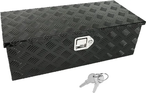 Miniatura 21 de Caja de herramientas de aluminio negro de 39 x 13 x 10 pulgadas con cerradura y llaves, caja de herramientas de 5 barras de banda de rodadura, caja