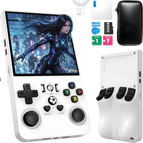 Miniatura 10 de Consola de juegos de mano R36MAX, consola de juegos retro con más de 40,000 juegos, tarjeta TF mini de 256GB, consola de video retro, 4,000 mAh