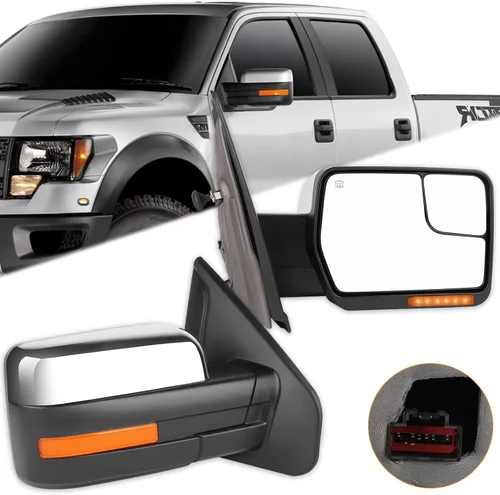 Miniatura 13 de Juego de montaje de espejos laterales Compatible con 1987-2002 para Jeep Wrangler con puerta media, plegable manual, espejo negro manual texturizado