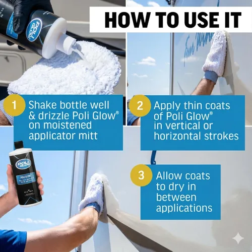 Miniatura 5 de Poli Glow Restaurador de fibra de vidrio de 32 onzas. Hecho para barcos y vehículos recreativos y más.