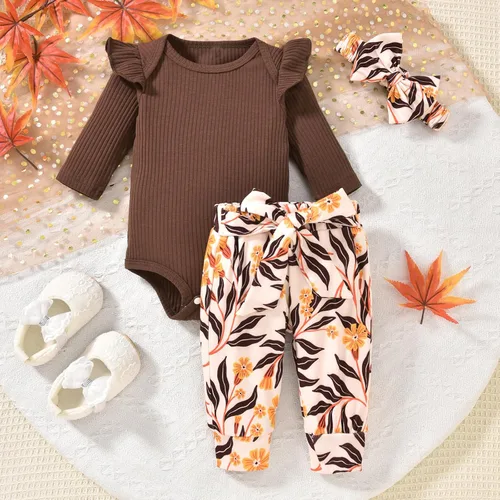 Miniatura 15 de Aalizzwell Conjunto de mameluco acanalado para bebé recién nacido prematuro para otoño e invierno