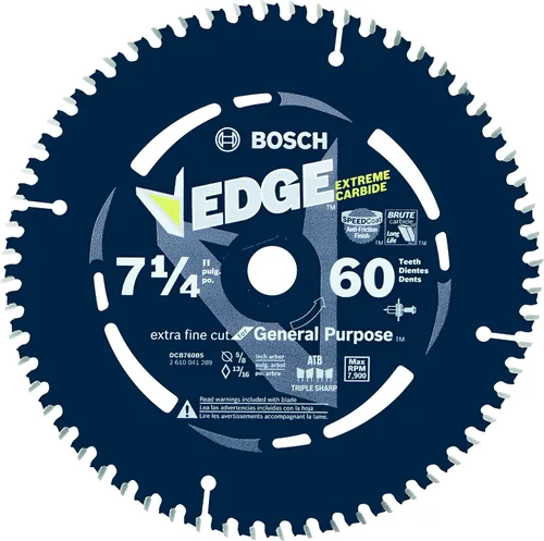BOSCH DCB760 - Hoja de sierra circular de 7-1/4 pulgadas con borde de 60 dientes para acabado extrafino