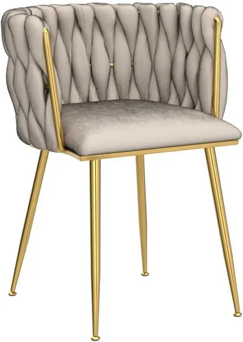 Miniatura 5 de NIOIIKIT - Sillas de comedor modernas de terciopelo con tejido manual, sillas de acento para sala de estar, sillas tapizadas laterales con patas