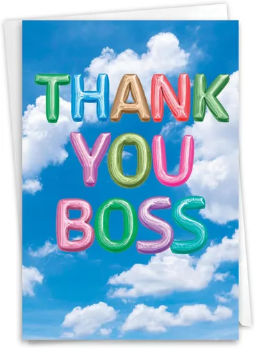 The Best Card Company Boss Thank You - Tarjeta de felicitación con sobre de 5 x 7 pulgadas, 1 tarjeta, (no 3D o elevado) mensajes inflados para