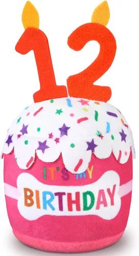 Miniatura 36 de Dansydaisy Accesorios de juguete de pastel de cumpleaños para perros, regalos para niñas y niños, juguete de peluche chirriante para decoración
