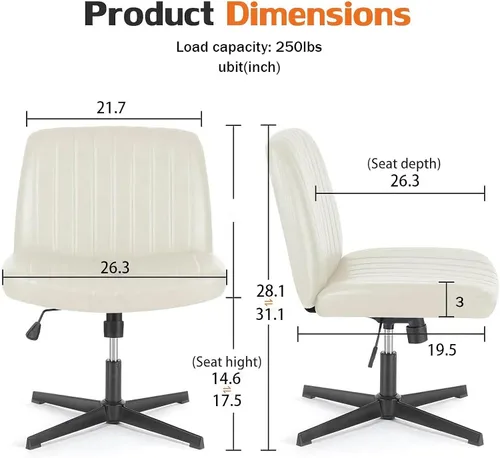 Miniatura 2 de Silla Criss Cross, Silla de Escritorio sin Brazos sin Ruedas, Silla de Oficina con Patas Cruzadas, Silla de Tocador Giratoria, Silla de Trabajo