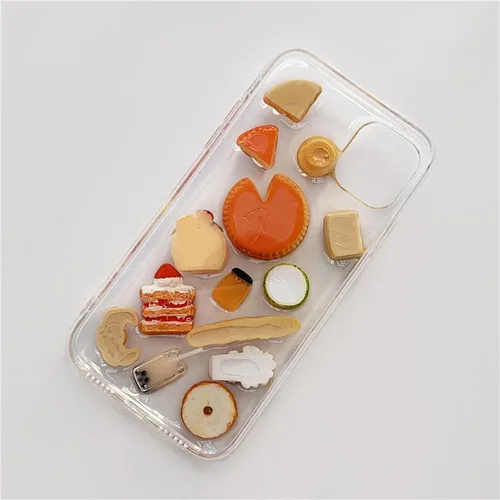 Miniatura 4 de Funda 3D para Apple iPhone 15 16 17 Pro Max 14 13 12 11 X Xr, realista, pizza, pan, donas transparentes para los amantes de la comida (iPhone 17 Pro)