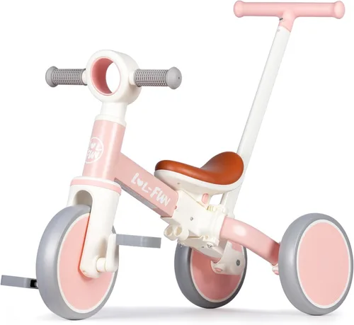 Miniatura 9 de LOL-FUN Triciclos 5 en 1 para Niños Pequeños de 1-3 Años Niños Niñas Juguete con Mango de Empuje y Dirección para Padres, Bicicleta de Equilibrio