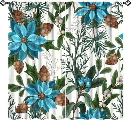Miniatura 22 de Cortinas de Navidad de gnomo, bolas de árbol de Navidad, luces, regalos, decoración de tablones para sala de estar, dormitorio, bolsillo para barra