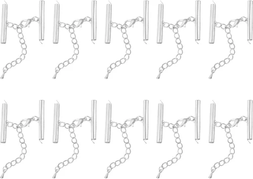 Miniatura 23 de uxcell 10 juegos de cierres deslizantes con cierres de pinza de langosta y cadena de extensión, extremos de cable deslizante de tubo de 0.394 Dorado