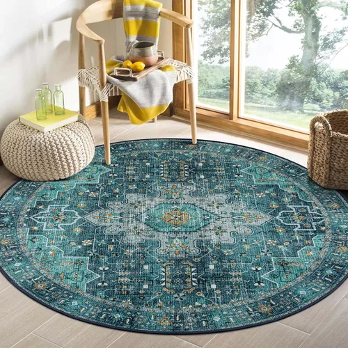 Miniatura 9 de Moynesa Alfombra de pasillo ultra fina lavable de 2 x 6 pies, antideslizante, resistente a las manchas, alfombra vintage que no desprende para Gris
