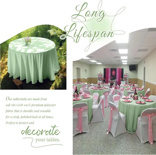 Miniatura 333 de Showgeous Paquete de 4 manteles redondos color rosa intenso de 120 pulgadas de poliéster para mesas redondas, manteles de tela decorativa lavable