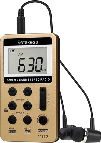 Miniatura 11 de Retekess V112 Radio de Bolsillo AM FM, Radio Digital con Auricular, Batería Recargable con Pantalla LCD para Caminar, Trotar, Entrenamiento (Negro)