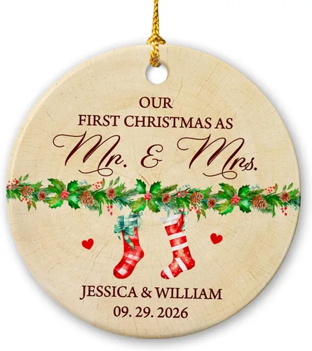 Miniatura 19 de Adorno personalizado de aniversario de boda para Mr & Mrs Married, 45 aniversario Grow Old Along with Me The Best is Yet to Be Ornament, adornos