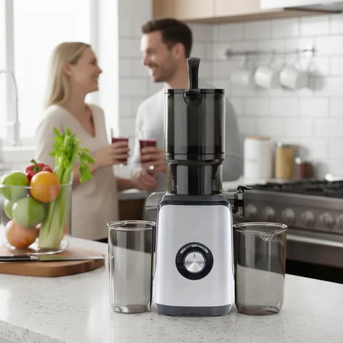 Miniatura 3 de HealSmart Exprimidor de prensa en frío, máquinas exprimidoras de masticación lenta con canal de alimentación ancho, se adapta a frutas y verduras
