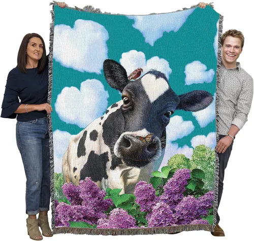 Pure Country Weavers Manta Bovinity de Jerry LoFaro, regalo de vaca agrícola, lindo y divertido, manta tejida de algodón, fabricada en los Estados