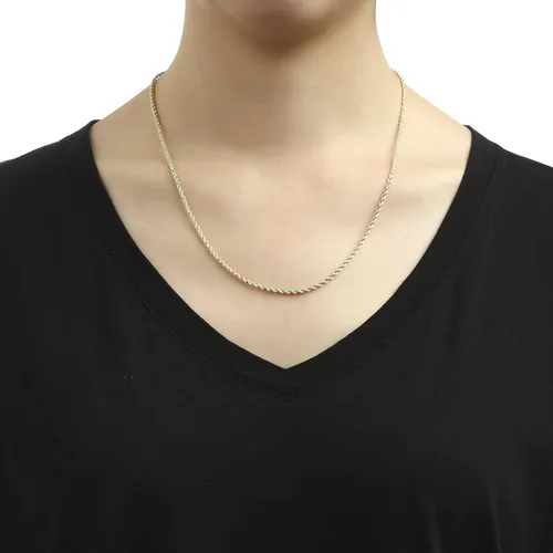 Miniatura 2 de Floreo 10k Yellow Gold 2mm Hollow Rope Chain Necklace with Lobster Claw Clasp